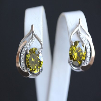 Сережки 301 цирконій олива Rh Timofeev