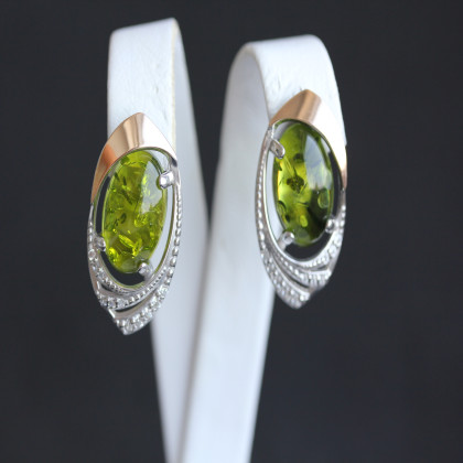 Сережки 305 янтарь зелений Rh Timofeev