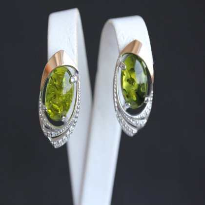 Сережки 305 янтарь зелений Rh Timofeev