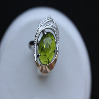 Перстень 305 янтарь зелений Rh Timofeev