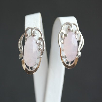 Сережки 306 кварц рожевий Rh Timofeev