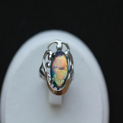 Перстень 306 опал синій імітація Rh Timofeev