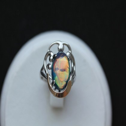 Перстень 306 опал синій імітація Rh Timofeev