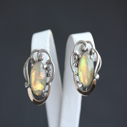 Сережки 306 опал сірий імітація Rh Timofeev