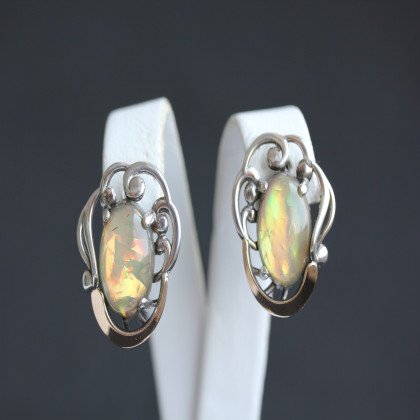 Сережки 306 опал сірий імітація Rh Timofeev