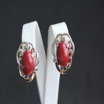 Сережки 306 яшма імітація Rh Timofeev