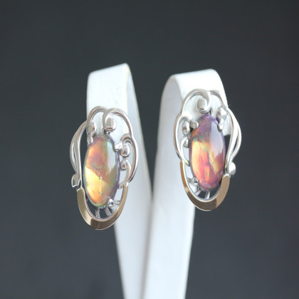 Сережки 306 опал сірень імітація Rh Timofeev