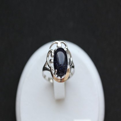 Перстень 306 авантюрин синій Rh Timofeev