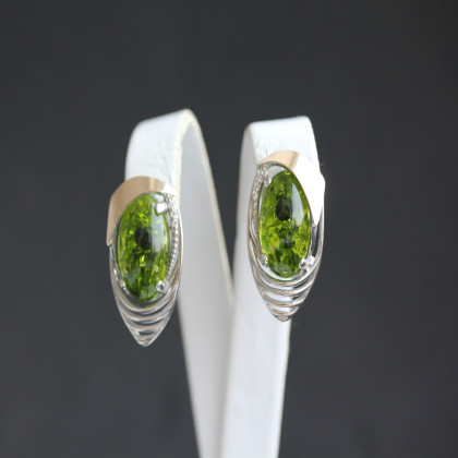 Сережки 307 янтарь зелений Rh Timofeev