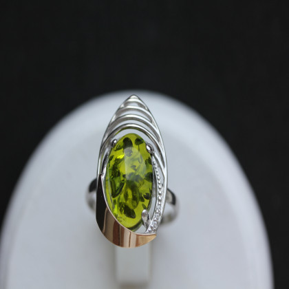 Перстень 307 янтарь зелений Rh Timofeev