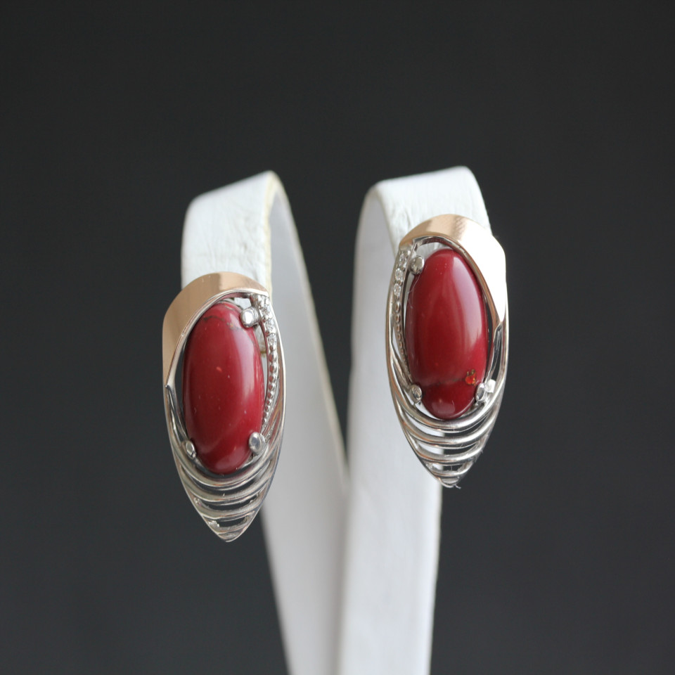 Сережки 307 яшма імітація Rh Timofeev