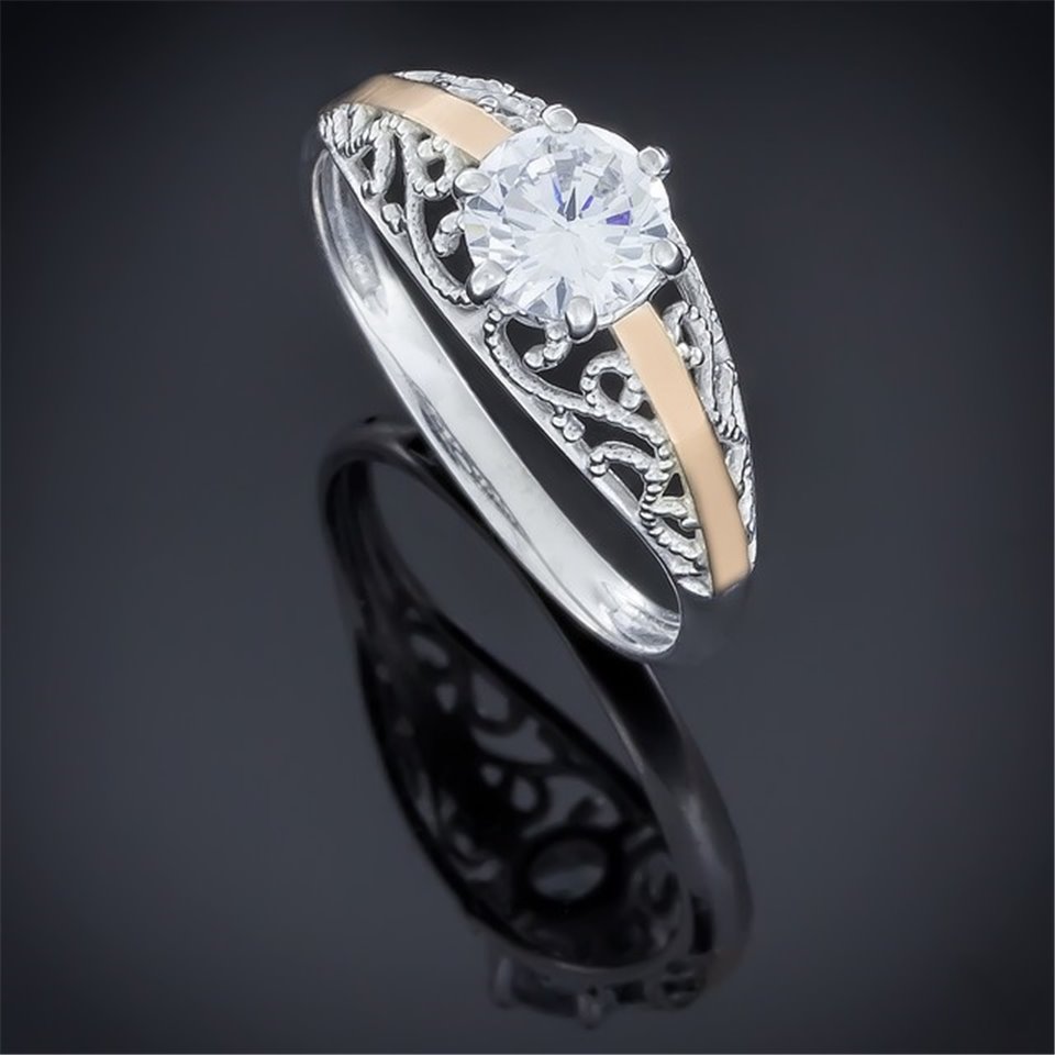 Перстень 503 цирконій білий Rh Timofeev