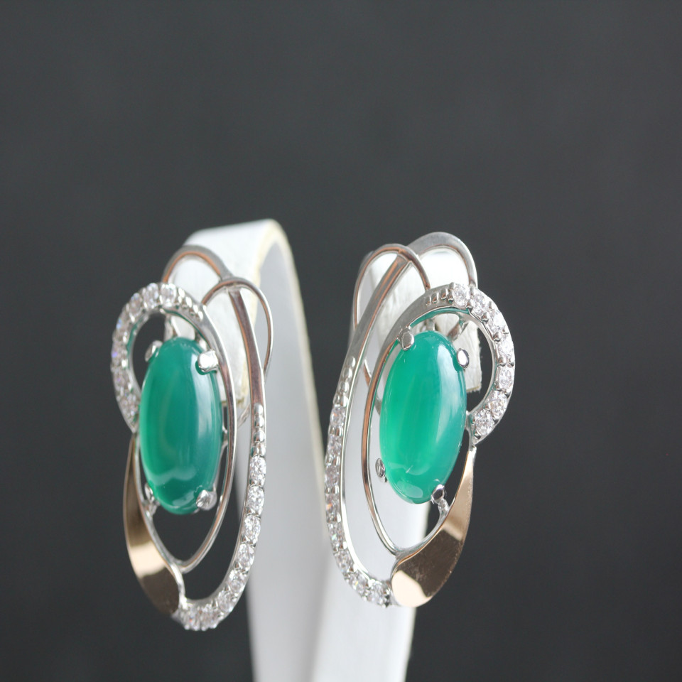 Сережки 308 улексит зелений Rh Timofeev