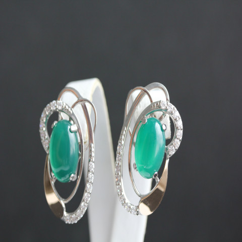 Сережки 308 улексит зелений Rh Timofeev