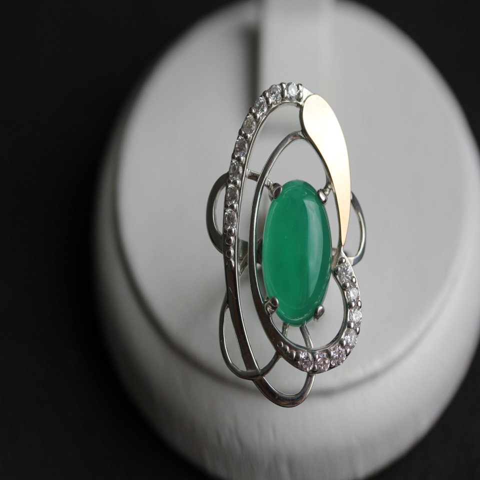 Перстень 308 улексит зелений Rh Timofeev