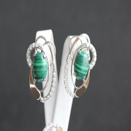 Сережки 308 малахіт Rh Timofeev