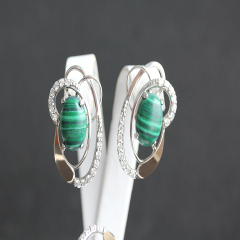 Сережки 308 малахіт Rh Timofeev