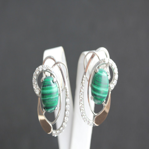 Сережки 308 малахіт Rh Timofeev