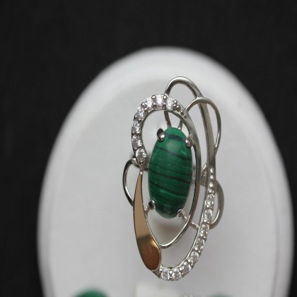 Перстень 308 малахіт Rh Timofeev