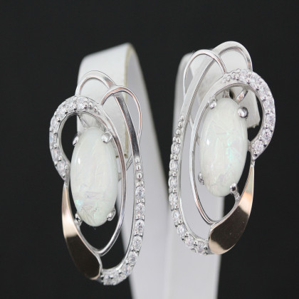 Сережки 308 опал імітація Rh Timofeev