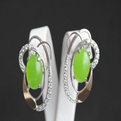 Сережки 308 улексит салатовий Rh Timofeev