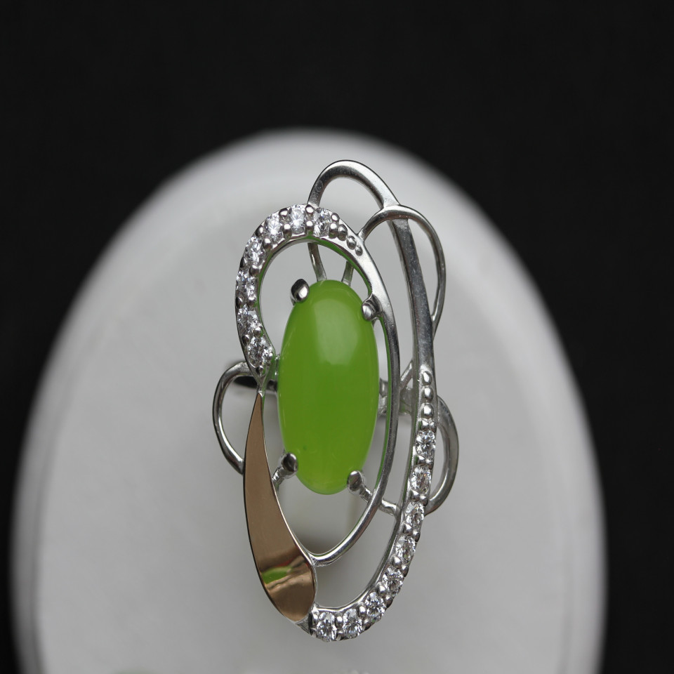 Перстень 308 улексит салатовий Rh Timofeev