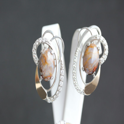 Сережки 308 яшма Rh Timofeev