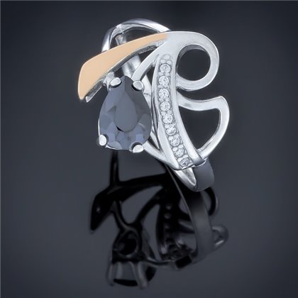 Перстень 502 цирконій чорний Rh Timofeev