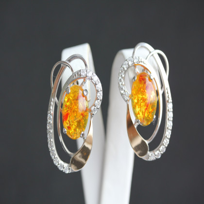 Сережки 308 янтарь імітація жовтий Rh Timofeev