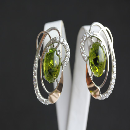 Сережки 308 янтарь імітація зелений Rh Timofeev