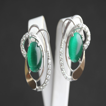 Сережки 308 агат зелений Rh Timofeev