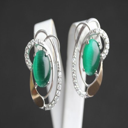 Сережки 308 агат зелений Rh Timofeev