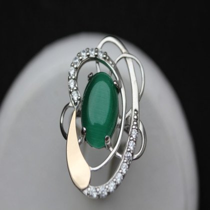 Перстень 308 агат зелений Rh Timofeev