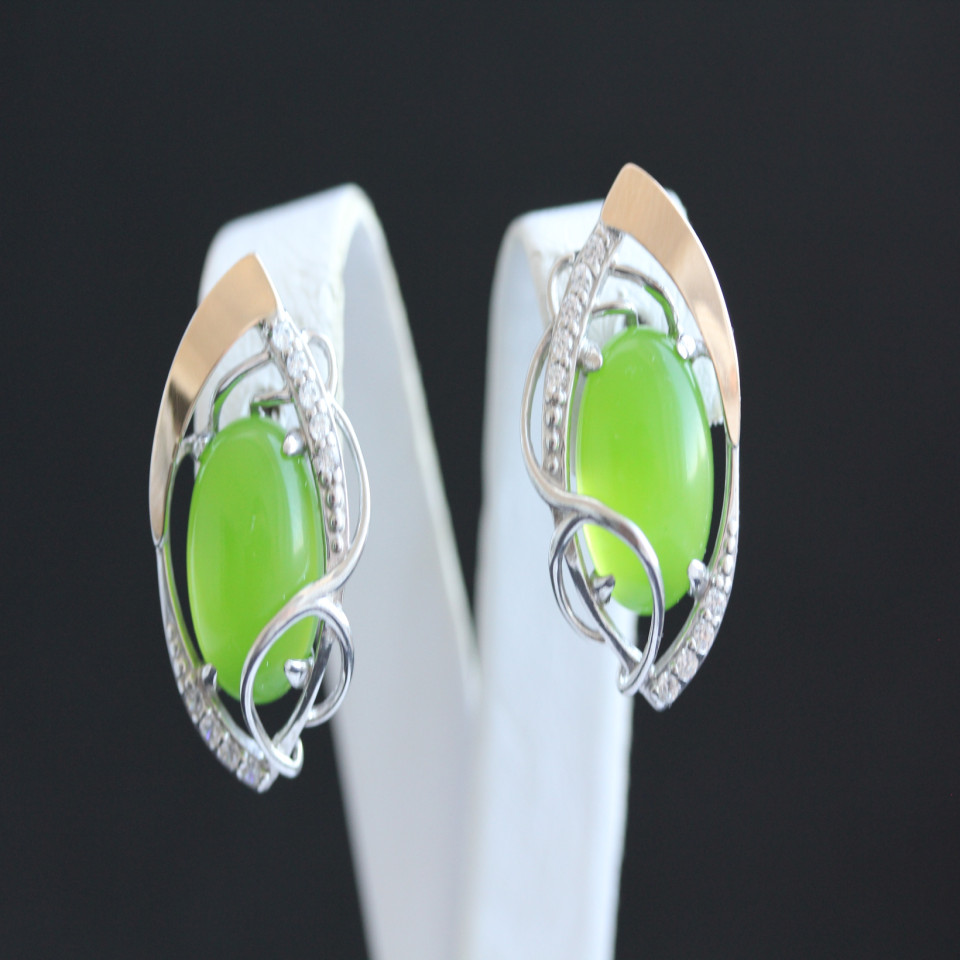 Сережки 309 улексит салатовий Rh Timofeev