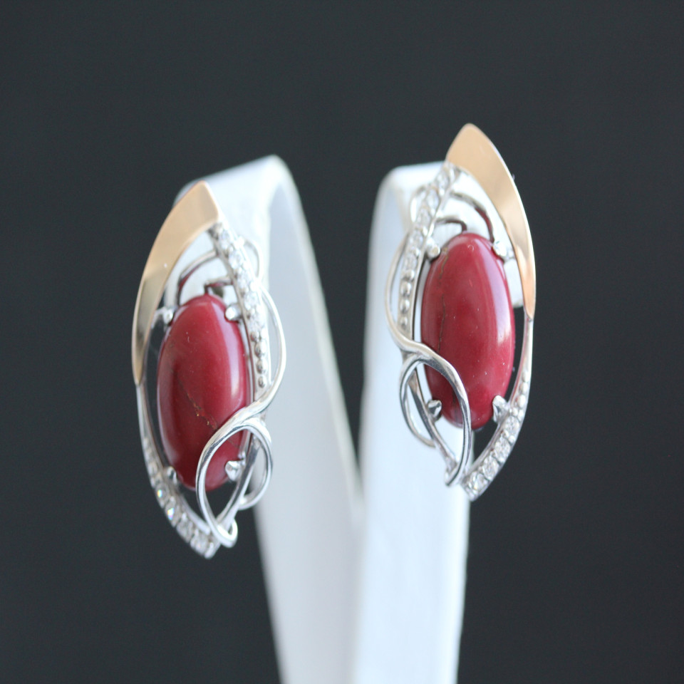 Сережки 309 яшма імітація Rh Timofeev