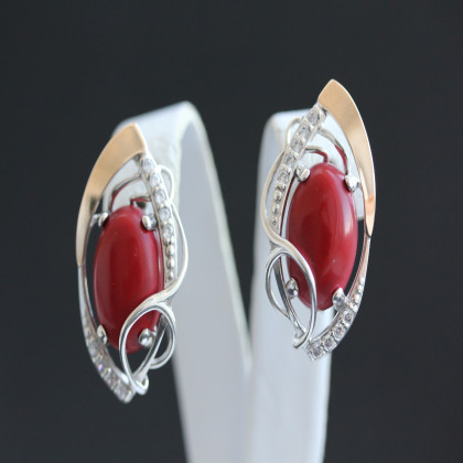 Сережки 309 корал Rh Timofeev