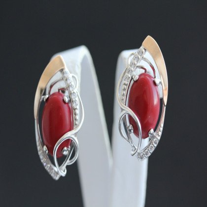 Сережки 309 корал Rh Timofeev