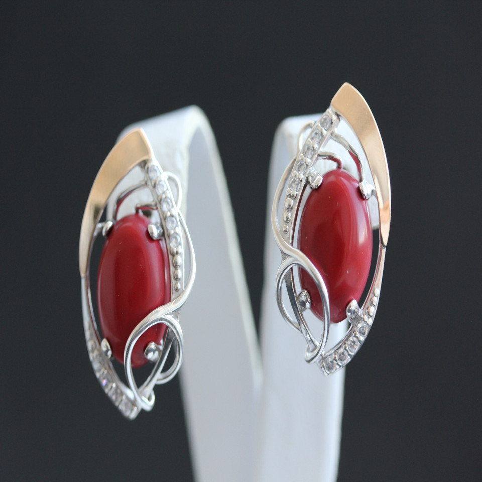 Сережки 309 корал Rh Timofeev