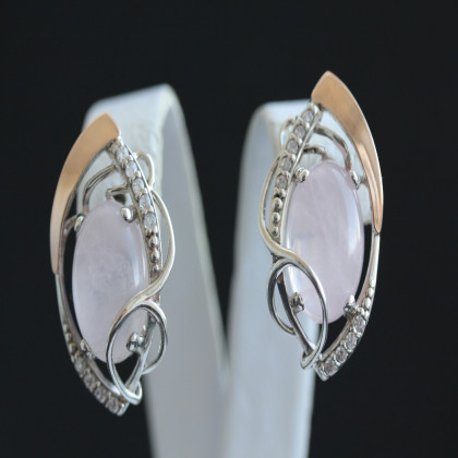 Сережки 309 кварц рожевий Timofeev