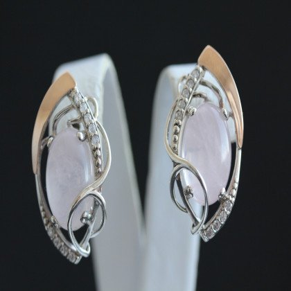 Сережки 309 кварц рожевий Timofeev