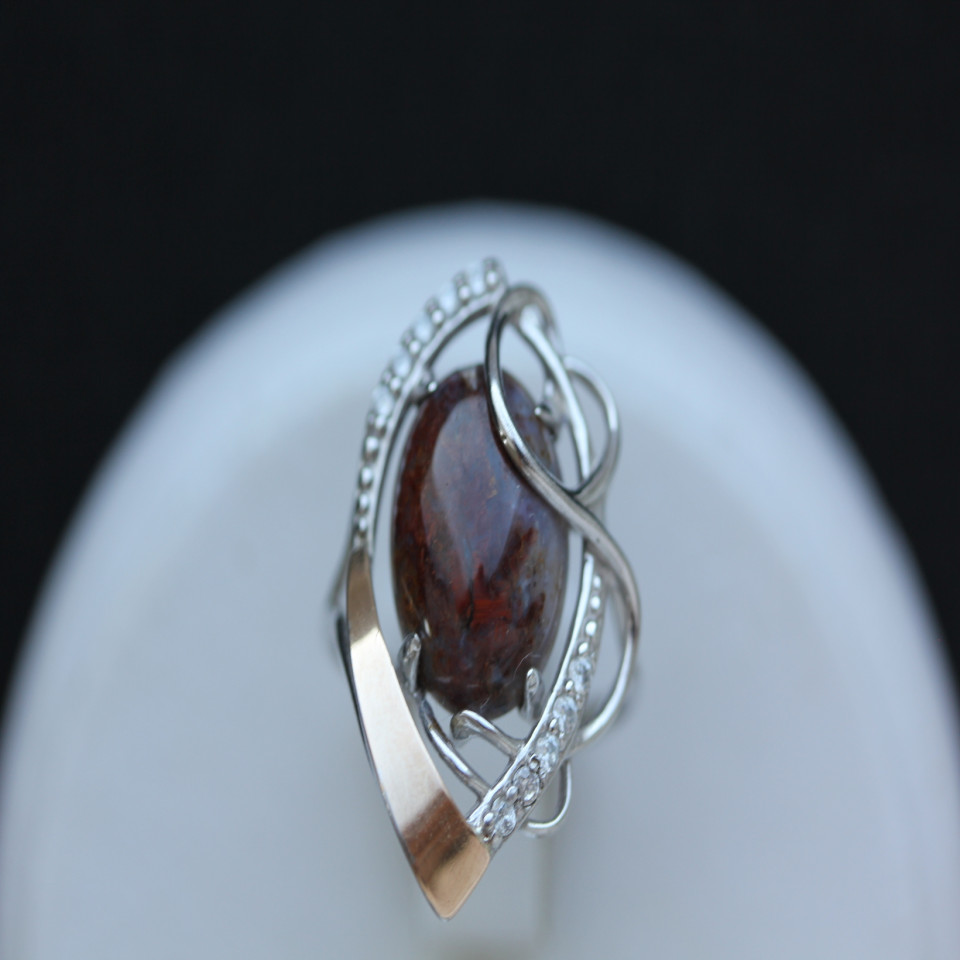 Перстень 309 яшма Rh Timofeev