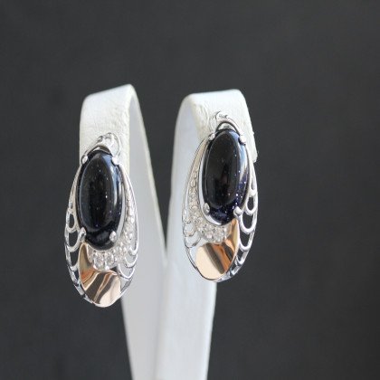 Сережки 310 авантюрин синій Rh Timofeev