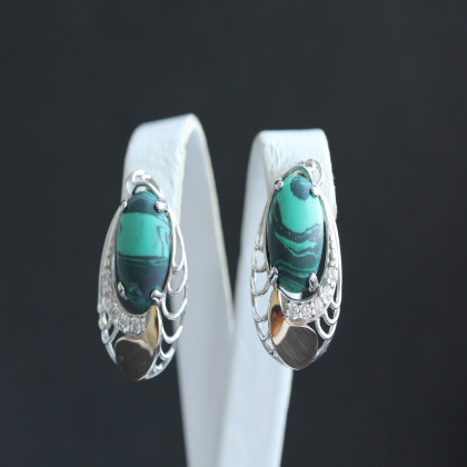 Сережки 310 малахіт Rh Timofeev