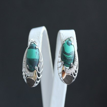 Сережки 310 малахіт Rh Timofeev