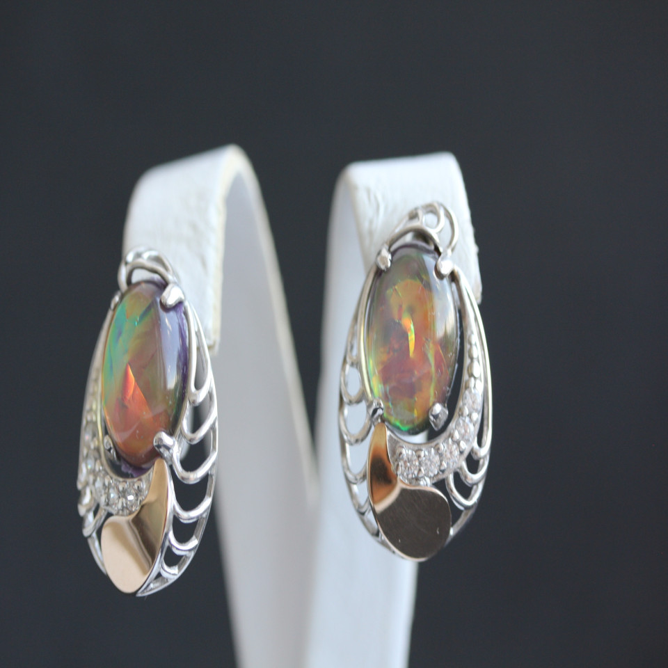 Сережки 310 опал імітація сірень Rh Timofeev