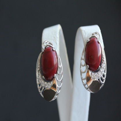 Сережки 310 яшма імітація Rh Timofeev