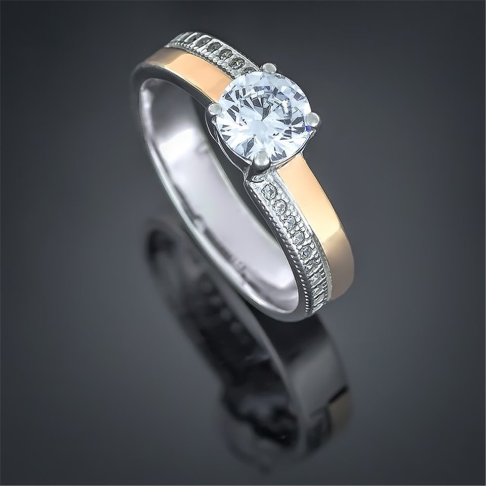 Перстень 498 цирконій білий Rh Timofeev