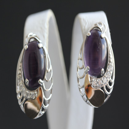 Сережки 310 улексит фіолетовий Rh Timofeev