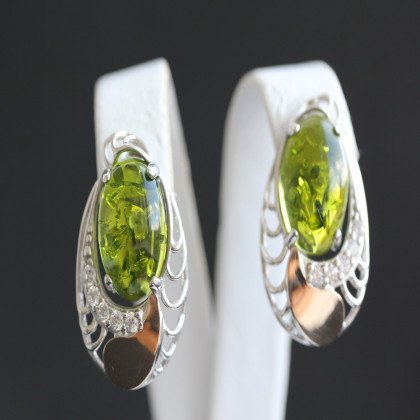 Сережки 310 янтарь імітація зелений Rh Timofeev