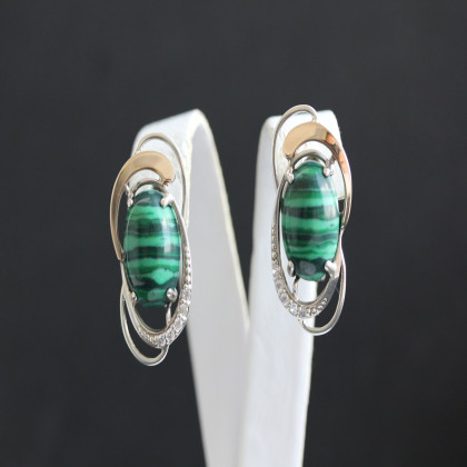 Сережки 313 малахіт Rh Timofeev
